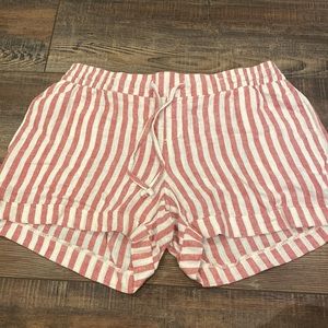 Old navy red and white striped linen shorts for summertime